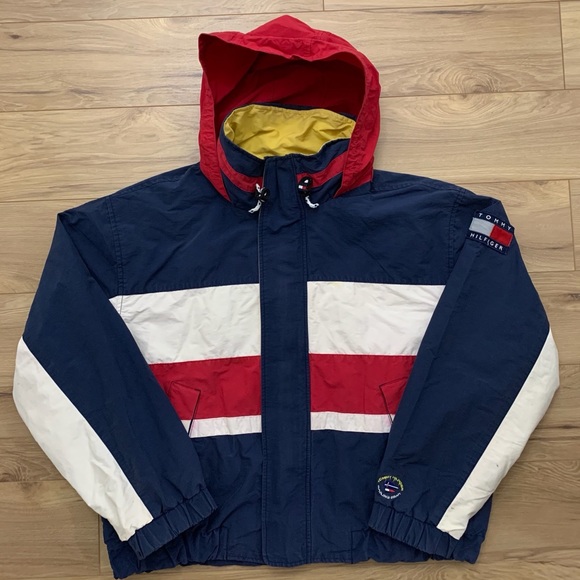 90’s Tommy Hilfiger Jacket + Packable Hood (Sz XL) - Picture 3 of 15